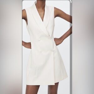 Zara White Sleeveless Jumpsuit